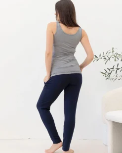 Abbie Maternity/Nursing Tank Top in Navy Stripes