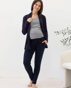 Abbie Maternity/Nursing Tank Top in Navy Stripes