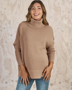 All in One Maternity Reversible Knit Sweater in Champagne