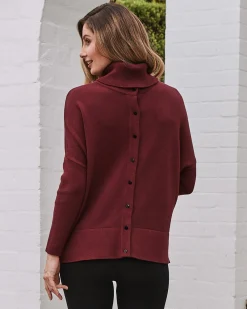All in One Maternity Reversible Knit Sweater Burgundy
