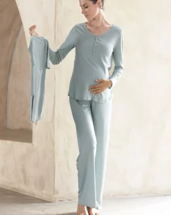 Amira 2-piece Maternity Sleepwear Set in Sea Mist