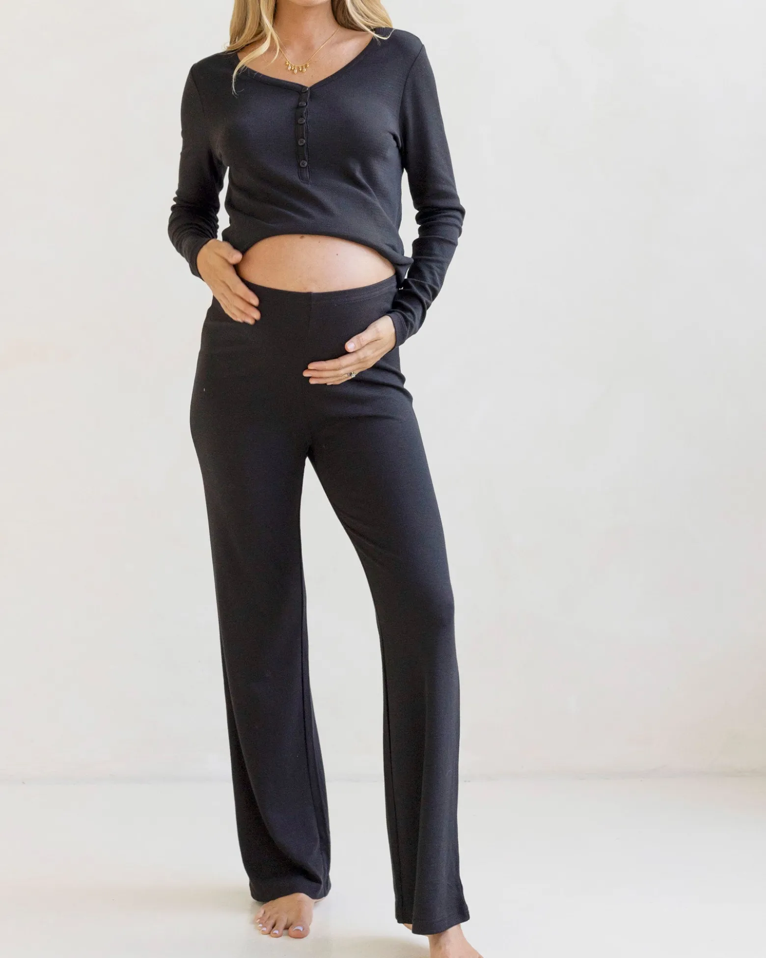 Amira 2-piece Maternity Sleepwear Set in Black
