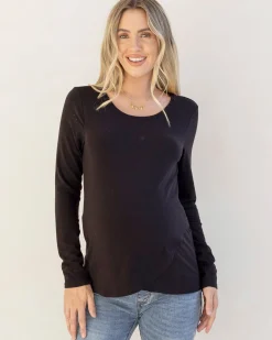 Annie Maternity/ Nursing Soft Nursing Top In Black