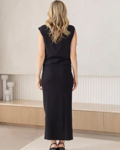 Athena Maternity Maxi Skirt In Black