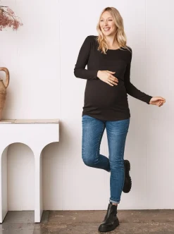 Black Long Sleeve Maternity & Nursing Top