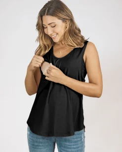 Black Maternity Swing Tank with Nursing Opening in Bamboo