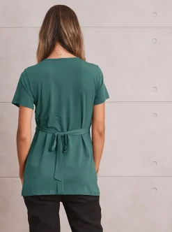 Bree Maternity Crossover Work Top - Teal