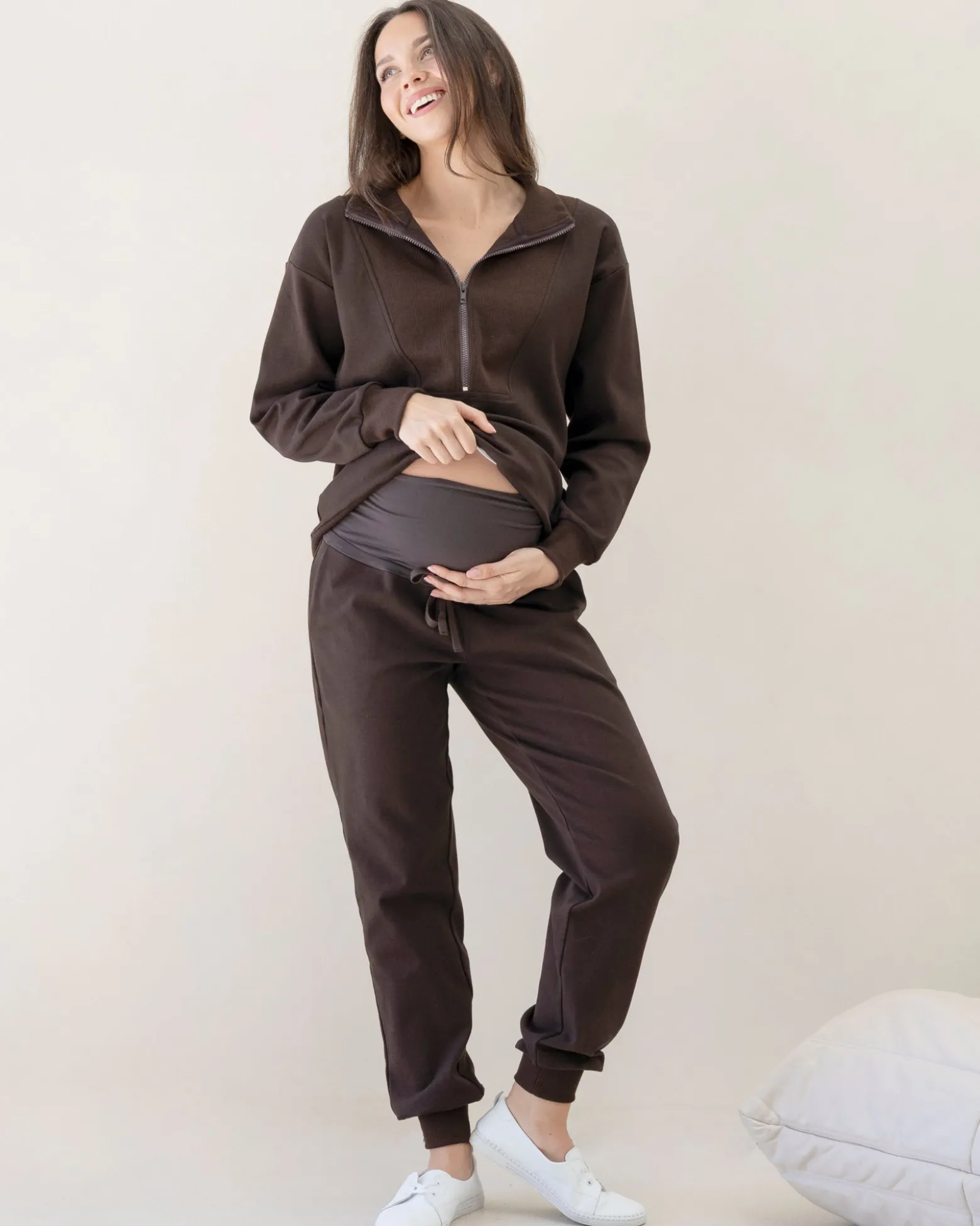 Calla Maternity Tracksuit Set in Cocoa