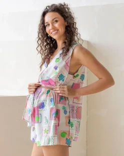 Carol 2 Piece Maternity Casual Set in Pineapple Print