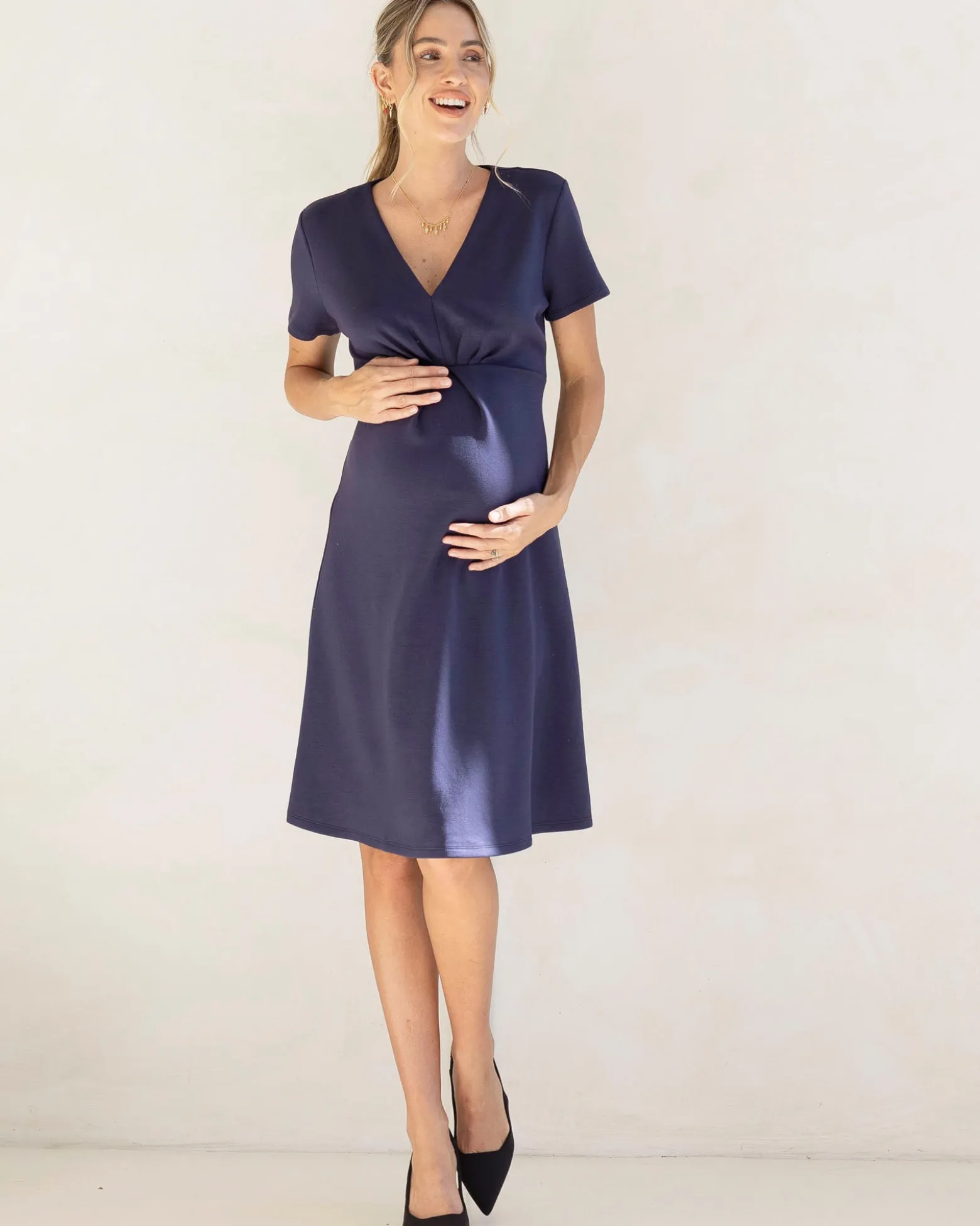 Colette Soft Ponte Work Dress in Navy