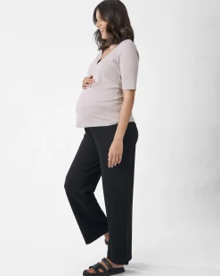 Comfortably Chic Maternity Henley Top in Wolf White