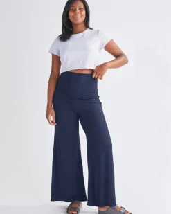 Debra Wide Leg Maternity Bamboo Pants in Navy