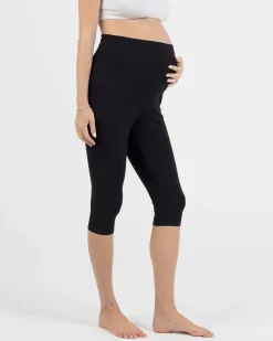Deluxe Bamboo Cotton Maternity Knee Length Legging - Black