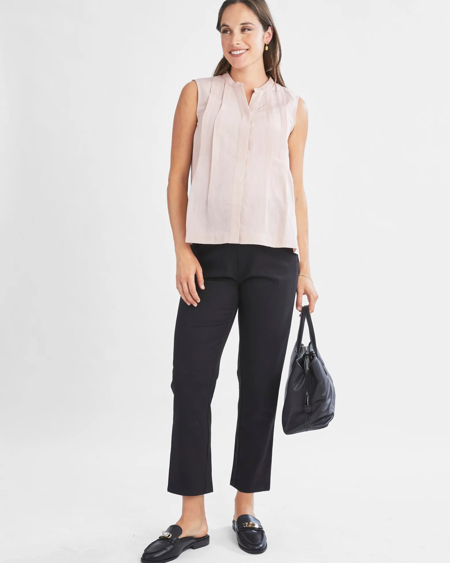 Donna High Waist Maternity Work Pants in Black