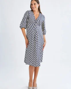 Elea Geometric Wave Work Dress