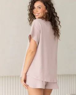 Ellie Maternity Cotton Blend Lounge Shorts in Blush