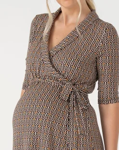 Eve Maternity Classic Wrap Dress in Link Print