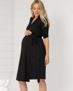 Eve Maternity Classic Wrap Dress in Black