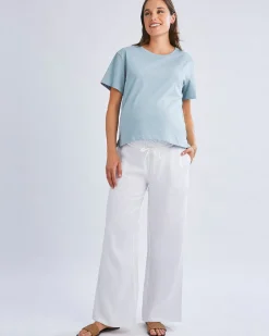 Giulia Maternity Linen Pants in White
