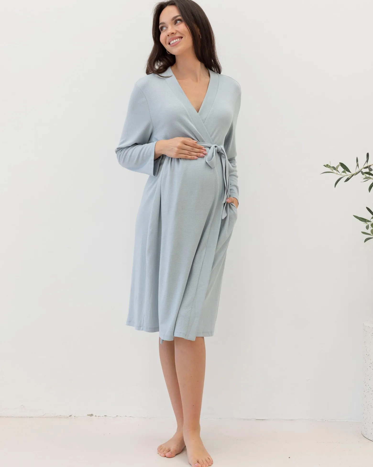 Grace Maternity & Nursing Robe - Sea Mist
