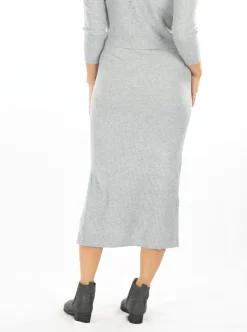 Jade Wool Blend Maternity Midi Skirt in Grey