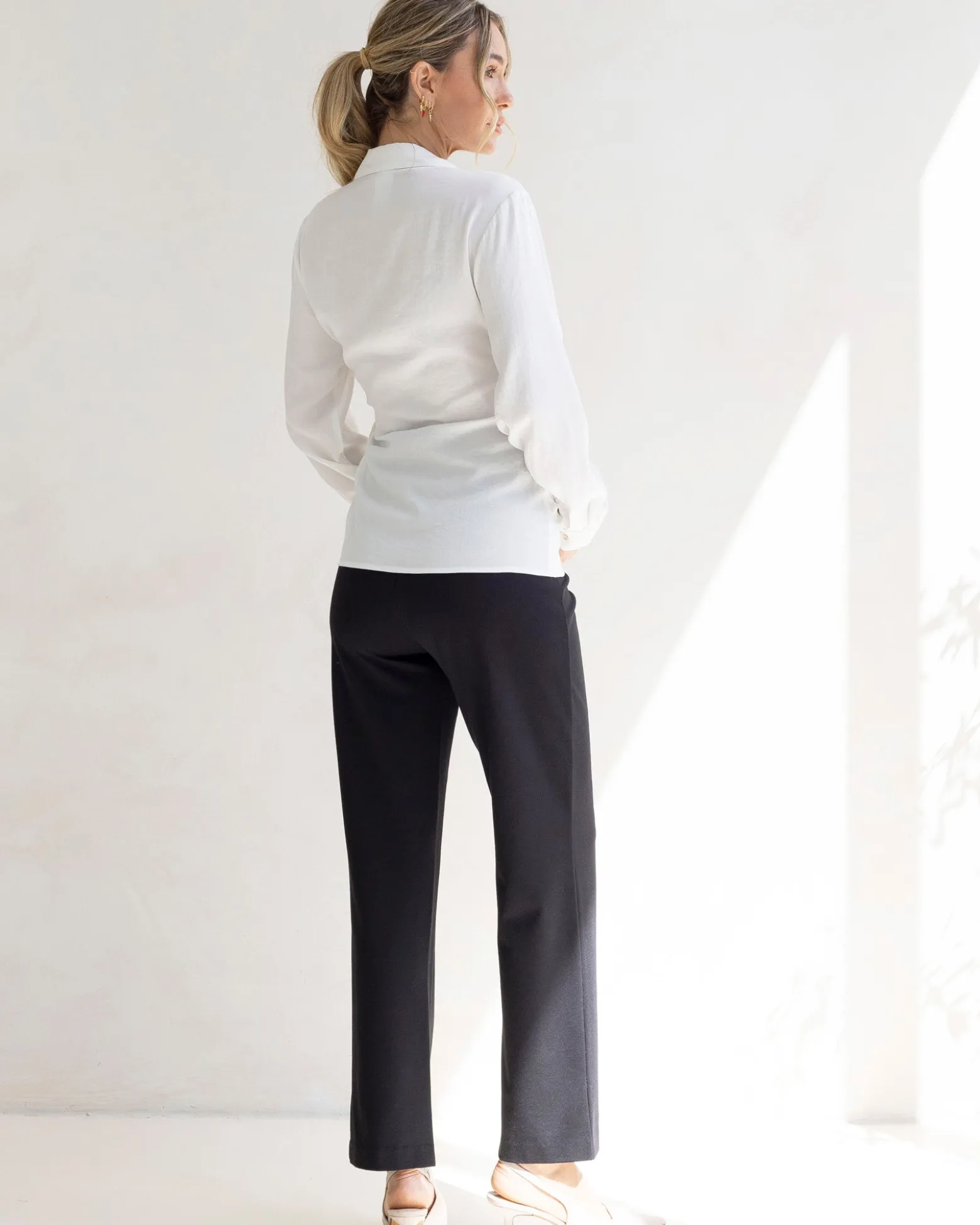 Lea Wrap Maternity White Work Shirt