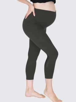 3/4 Length Maternity Workout Legging - Olive Green