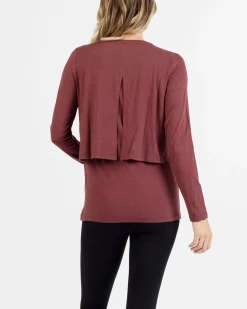 Leonie Maternity/Nursing Flip Panel Top in Burgundy