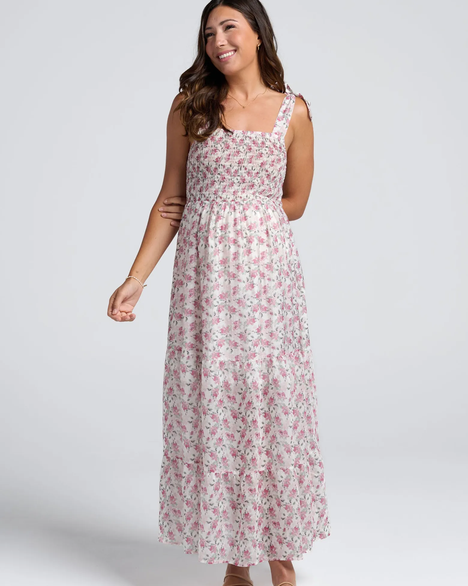 Lilliana Maternity Baby Shower Dress In Roseate Floral