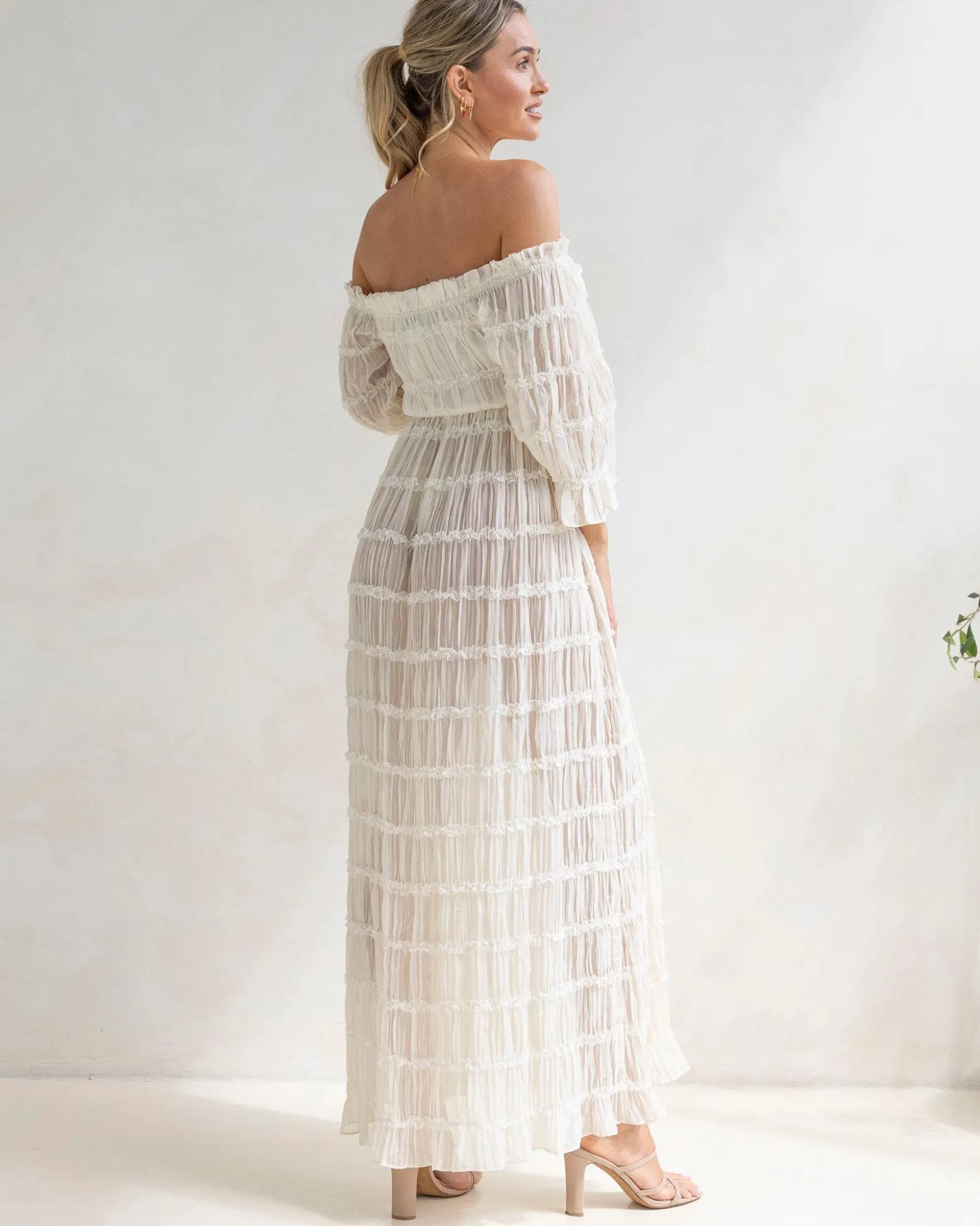 Mariana Sheer Maternity Photoshoot Dress in White