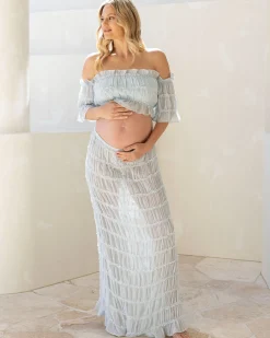 Marisol 2 piece Maternity Photoshoot Dress in Baby Blue