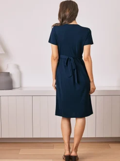 Maternity Crossover Neckline Jersey Dress - Dark Navy