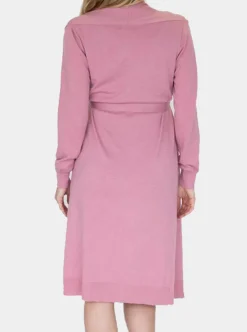 Maternity Long Knit Wool Blend Cardigan - Pink