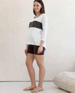Maternity Long Sleeve Lounge Top with Zipper Detail