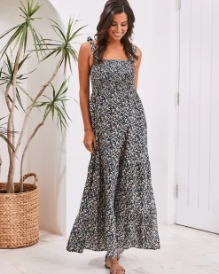 Maternity Maxi Lilliana Dress in Navy Floral