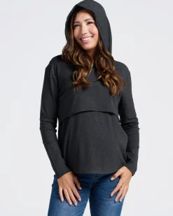 Maternity & Nursing Hoodie Breastfeeding Jumper - Charcoal