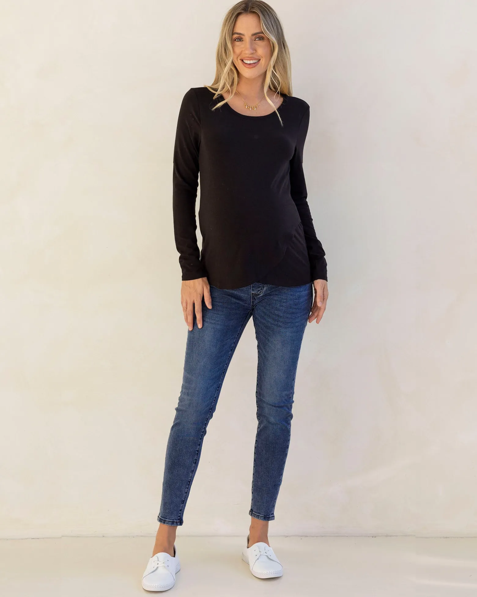 Maternity Over the Bump Fitted Denim Blue Jeans
