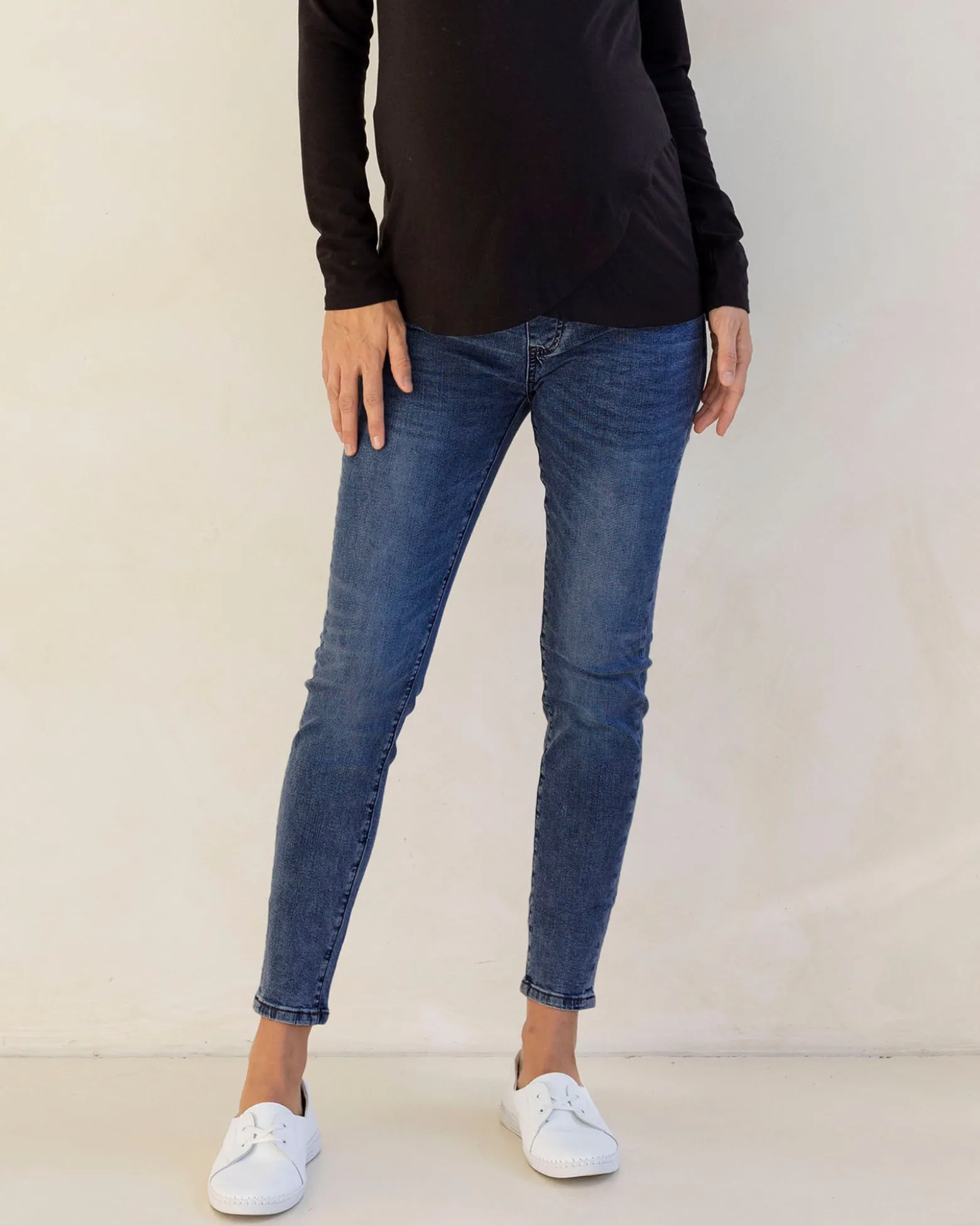 Maternity Over the Bump Fitted Denim Blue Jeans