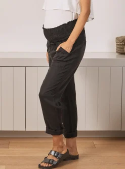 Maternity Relaxed Leg Tencel Pants- Black