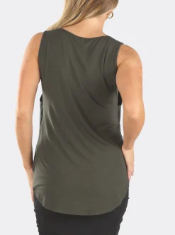 Maternity Swing Tank with Nursing Opening in Khaki