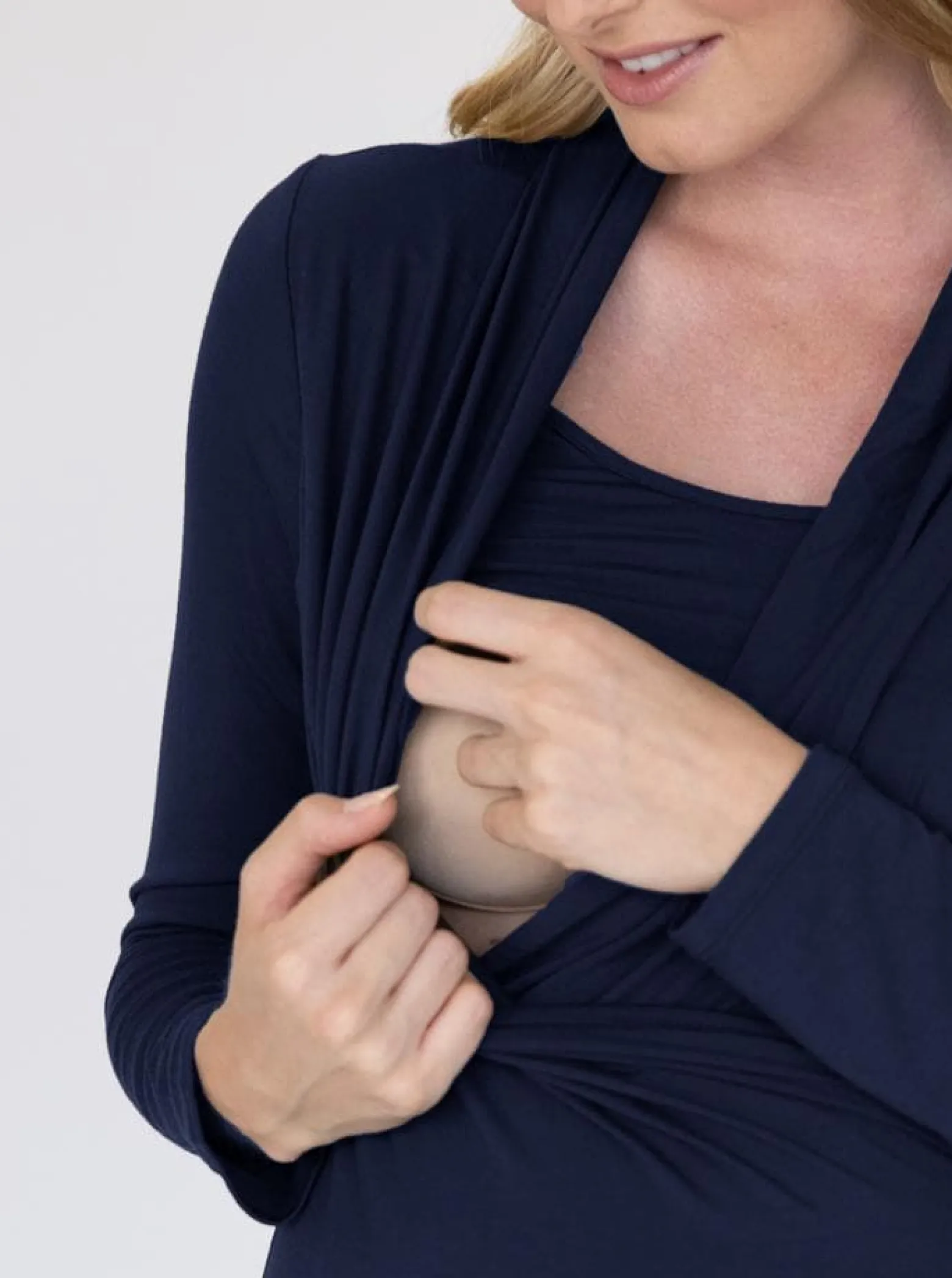 Maternity V-Neck Crossover Bamboo Long Sleeve Top in Black