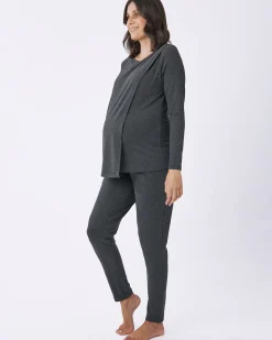 Monique Long Sleeve Nursing Charcoal Petal Top