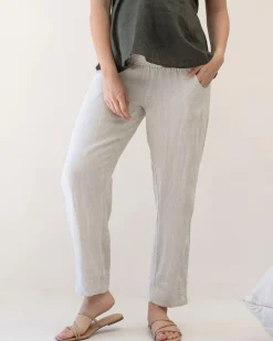 Pamela Tapered Linen Maternity Pants in Sand