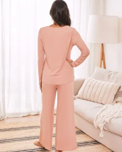3-Piece Isabelle Maternity Loungewear / Sleepwear Set - Dusty Pink