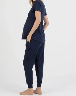 2-Piece Kyra Maternity Loungewear/Sleepwear PJ set - Navy