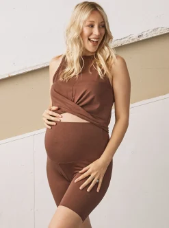 2 Piece Maternity Crop Bamboo Top and Bike Shorts