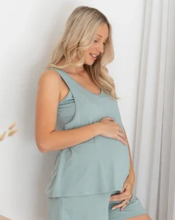 2-piece Maternity/Nursing Pyjama Shorts Set in Sage