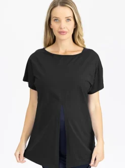 Reversible Tie Front Maternity Top in Black