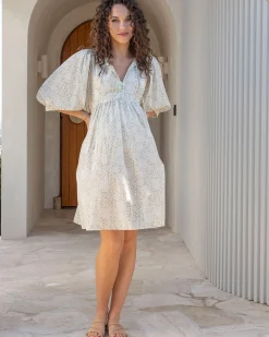 Romantic Daisy Sheer Cotton Dress-Olive