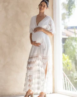Roxy Lace Baby Shower Dress - White